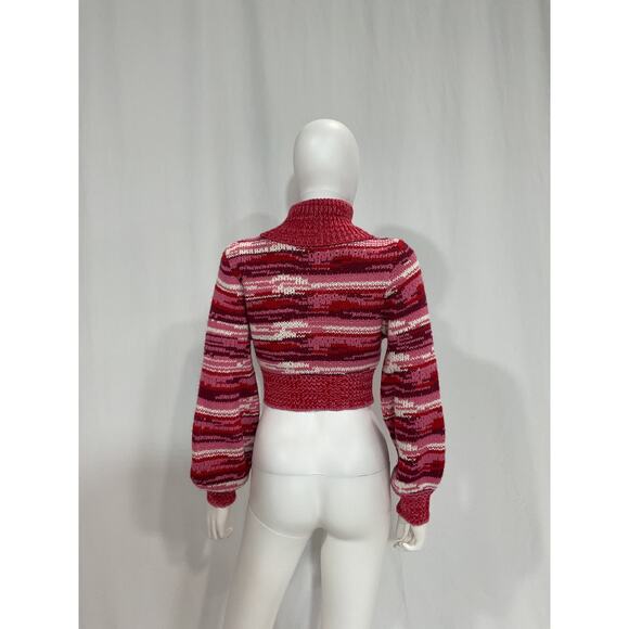 For Love & Lemons 'Wilma' Pink Baloon Sleeve Cropped Turtleneck Size S - Picture 3 of 5